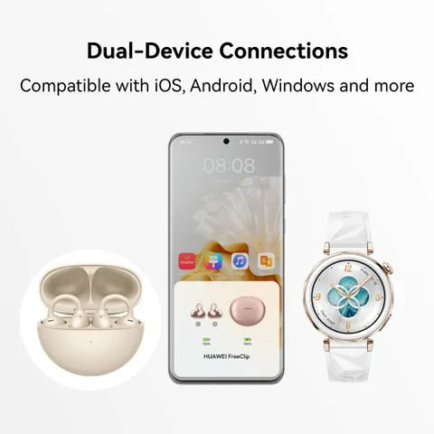Huawei
Freeclip, Open-ear design, Al Clear Call, Long Battery Life, Dual-Device Connections Bluetooth Headset (Beige, True Wireless)