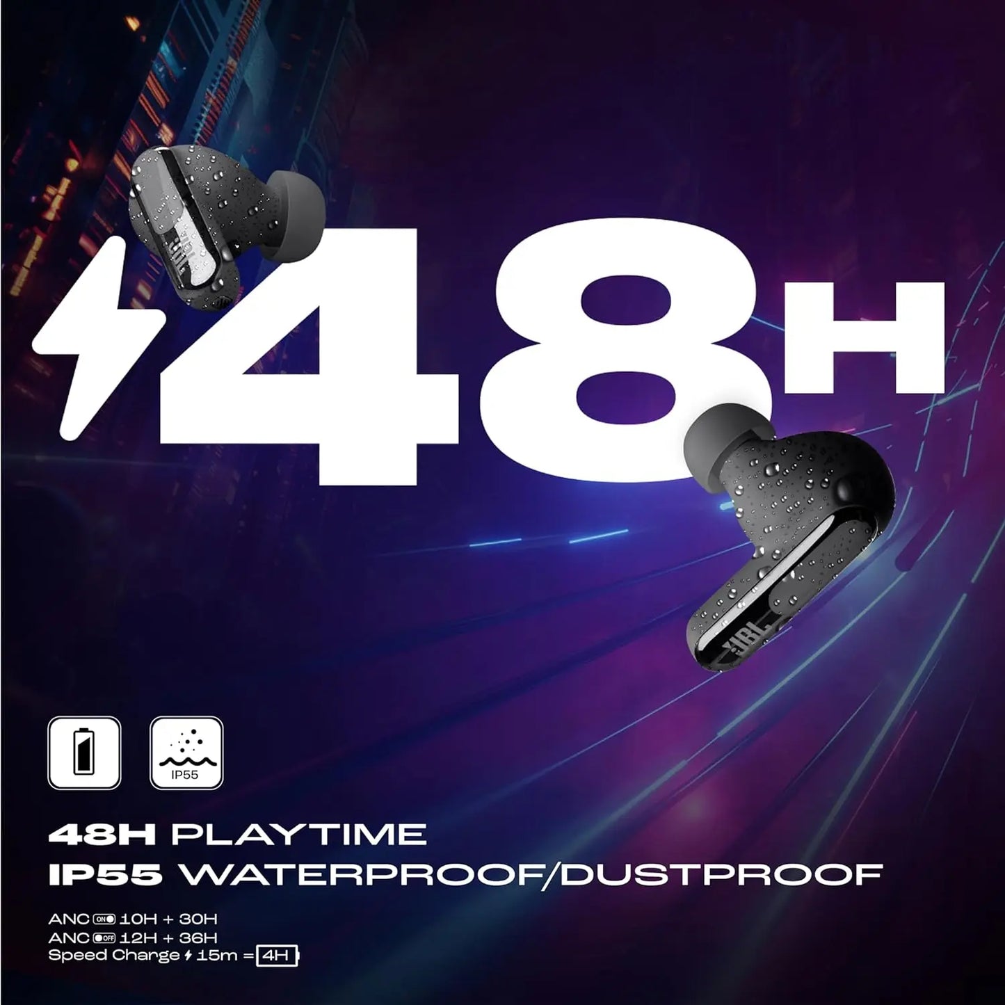 JBL New Launch Live Beam 3, Hi-Res Audio True ANC TWS, Smart Case with Touch Display Dabbakhul