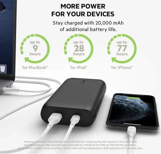 Belkin USB-C Power Bank 20000mAh 30W PD Fast Charging Mobile)
20000 mAh 30 Lithium-ion, for Laptop,Mobile - Macbook Support Dabbakhul