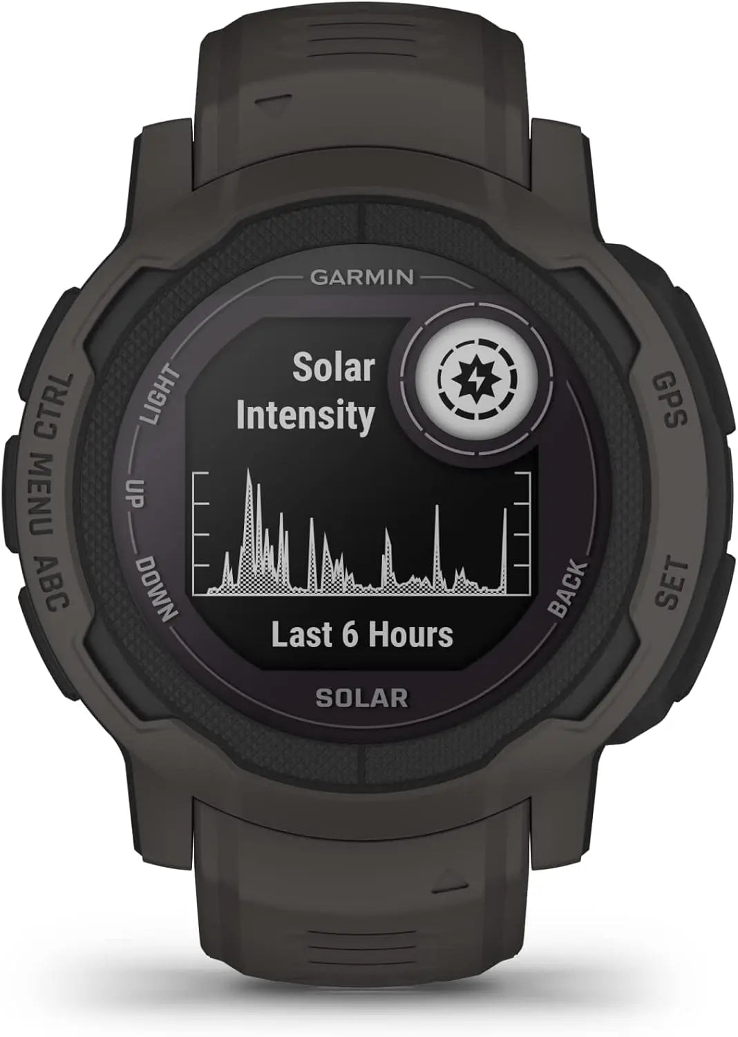 Garmin Instinct 2 Solar, Smaller-Sized Rugged Outdoor Watch with GPS, with Solar Charging Capabilities, Built for All Elements, Multi-GNSS Support, Tracback Routing and More, Graphite Dabbakhul