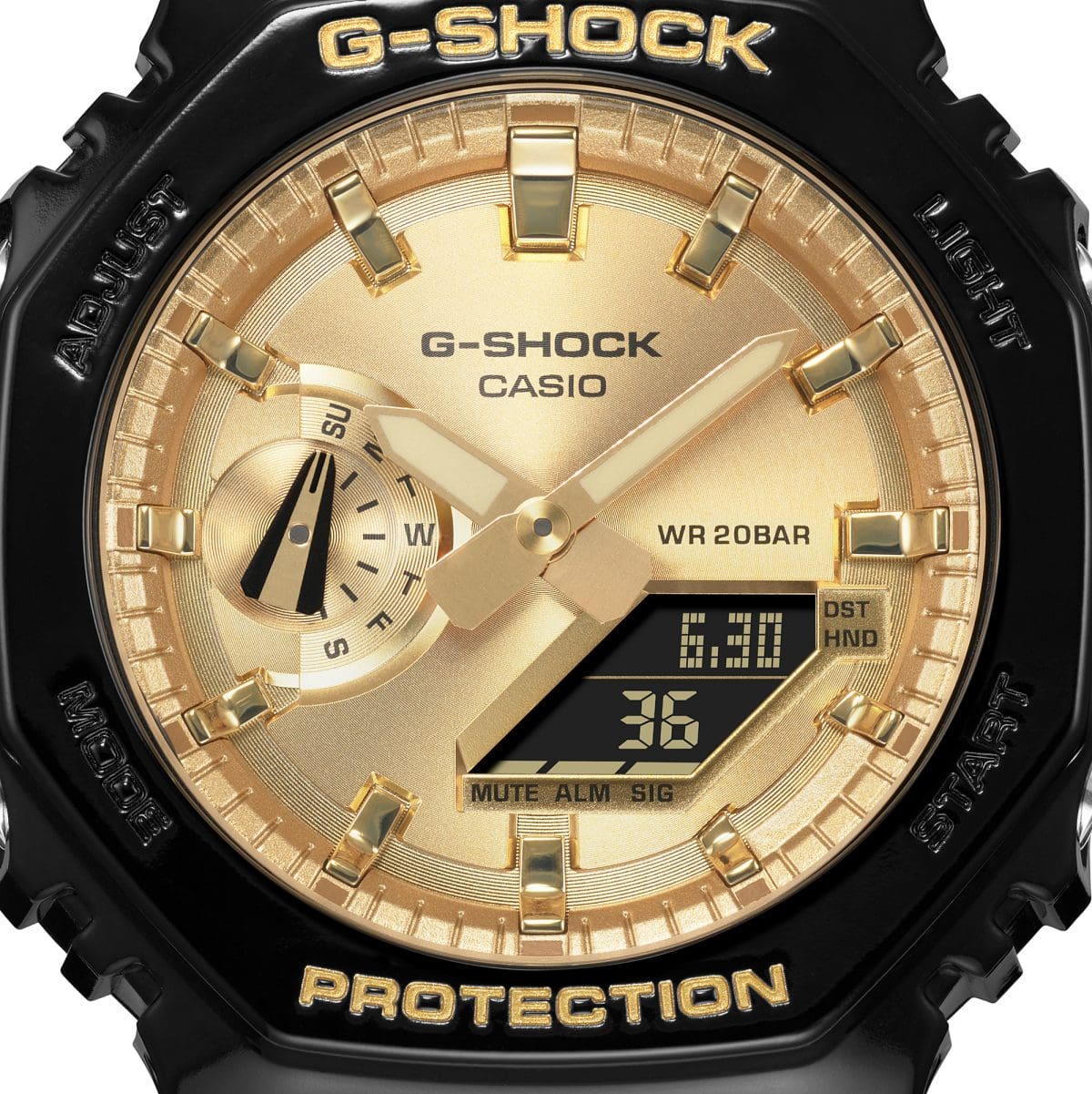 Casio G-Shock GA-2100GB-1ADR Gold Analog-Digital Dial Black Resin Strap Men's Watch Shock and 200M Water Resistant G1453