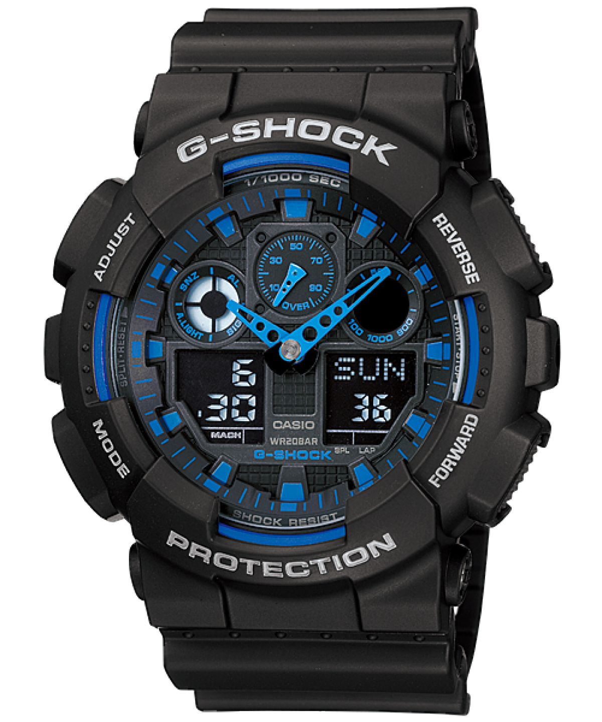 Casio G-Shock GA-100CB-1ADR Black & Blue Camouflage Analog-Digital Dial Black Resin Strap Men's Watch Shock And 200M Water Resistant G625