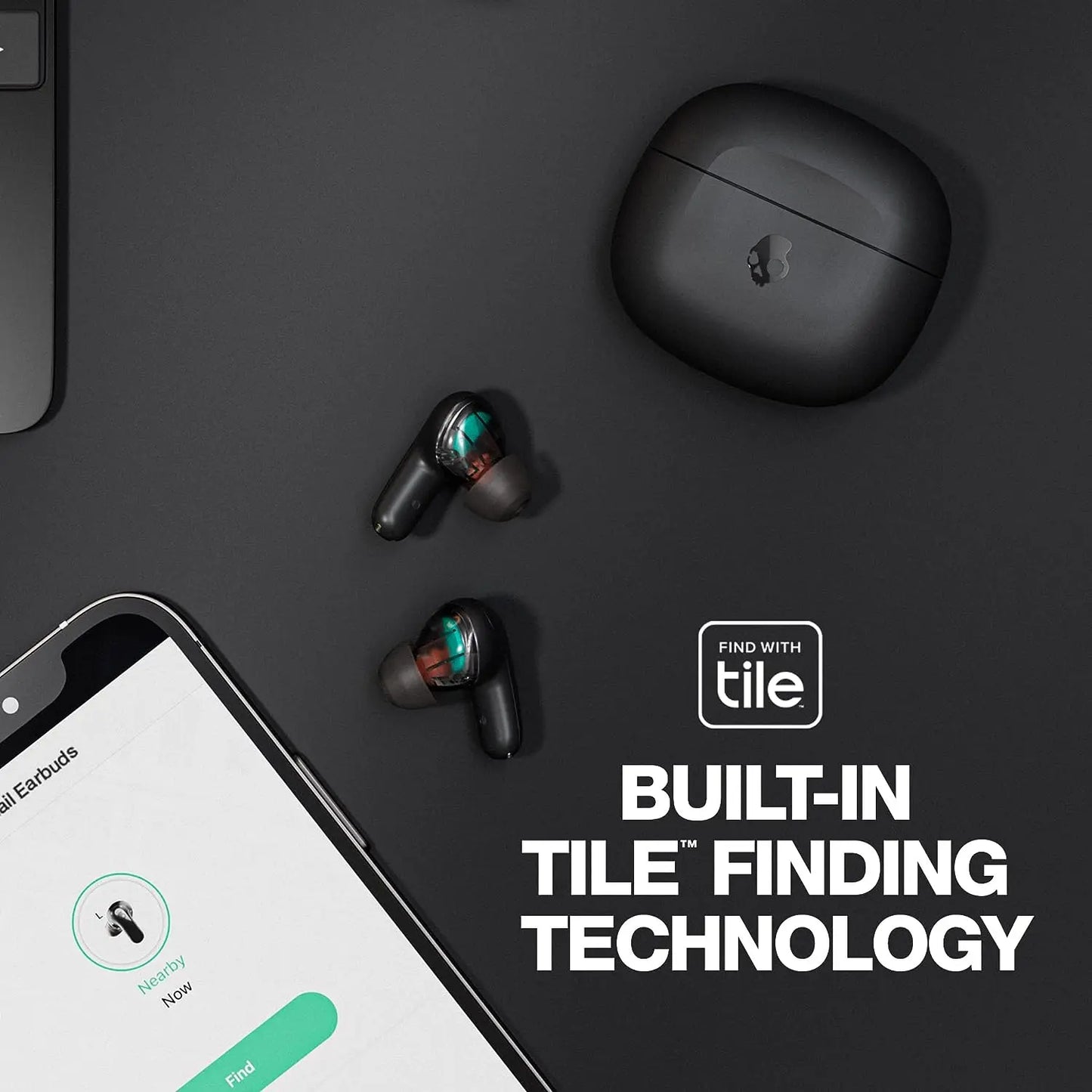 Skullcandy Rail ANC Wireless Earbuds with Mic - Active Noise Cancelling, 97 dB Multipoint Pairing, 27Hr Battery, Skull-iQ App, Tile Tracking Dabbakhul
