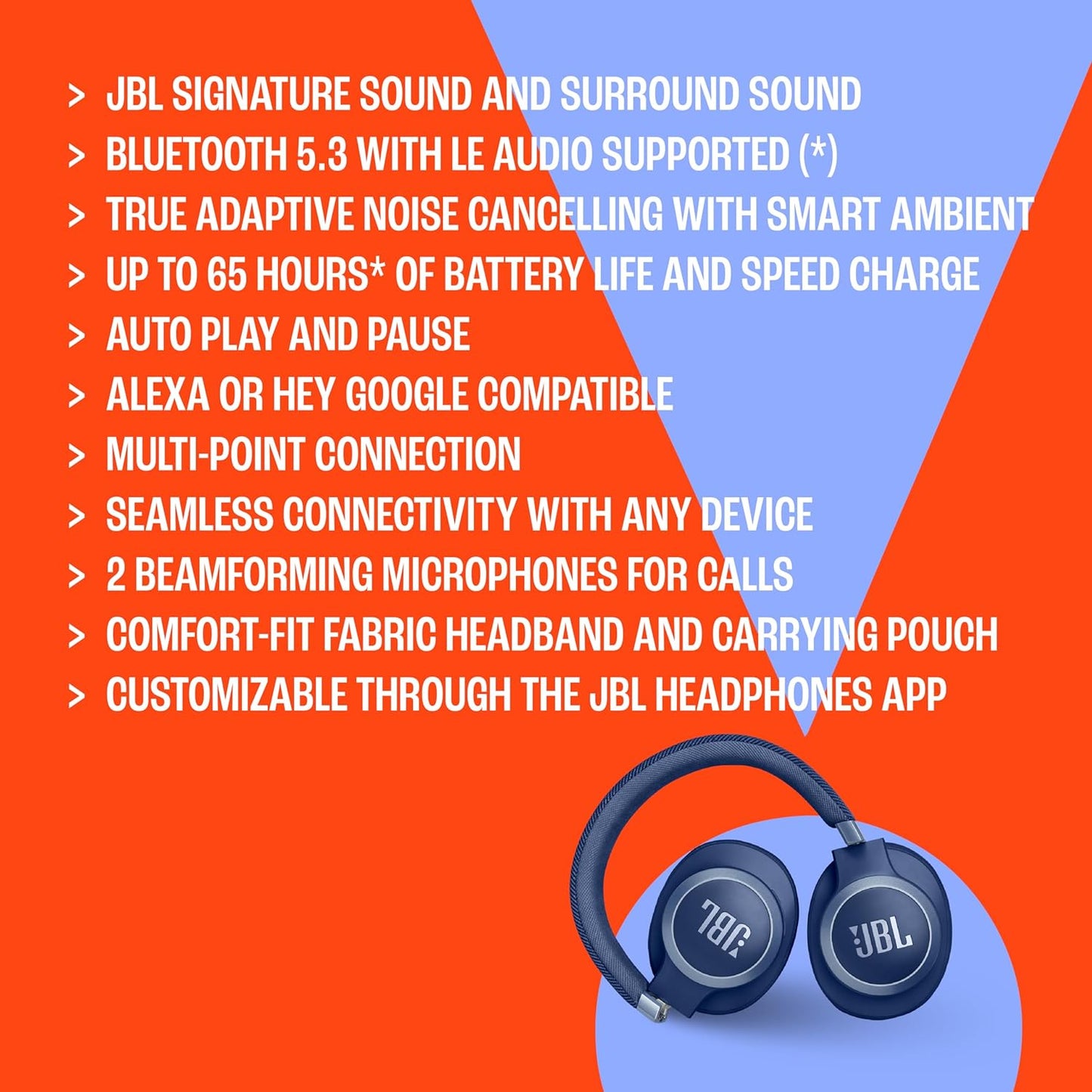 JBL Live 770NC True Adaptive Noise Cancellation Headphones Wireless Over Ear - Unboxed