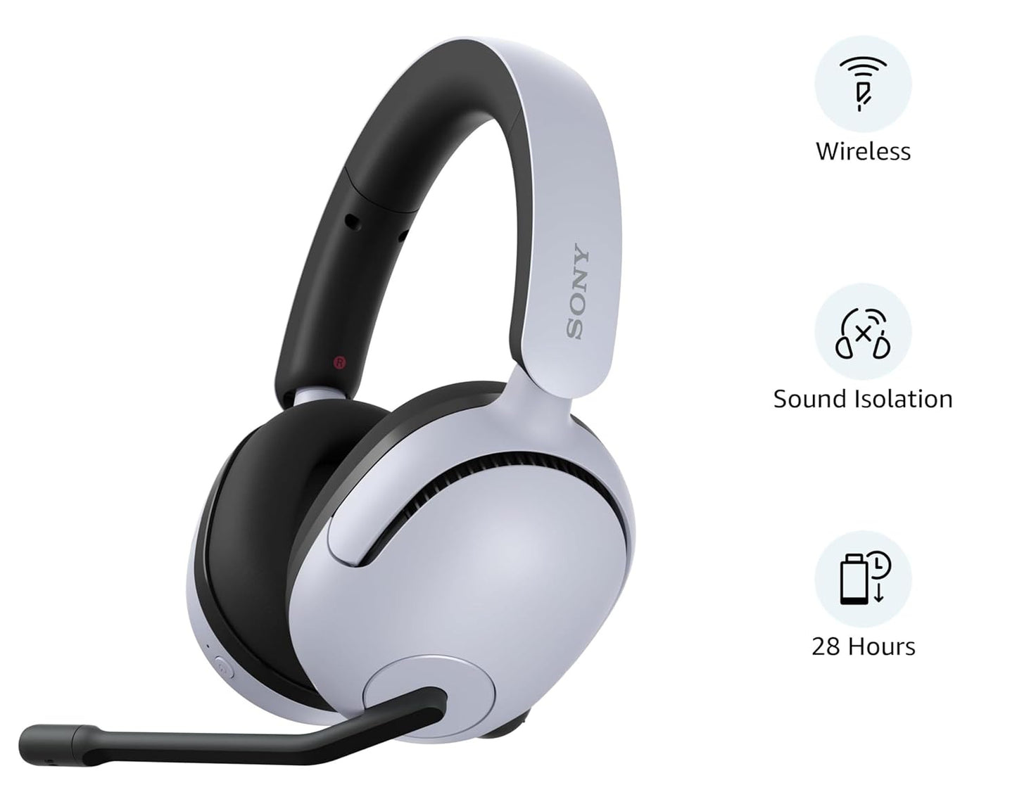 Sony INZONE H5 Wireless Gaming Headset, 360 Spatial Sound, Works with PC, PS5, 28 Hour Battery, 2.4Ghz Wireless and 3.5mm Audio Jack, Bidirectional Boom Microphone, 40mm Drivers - Unboxed