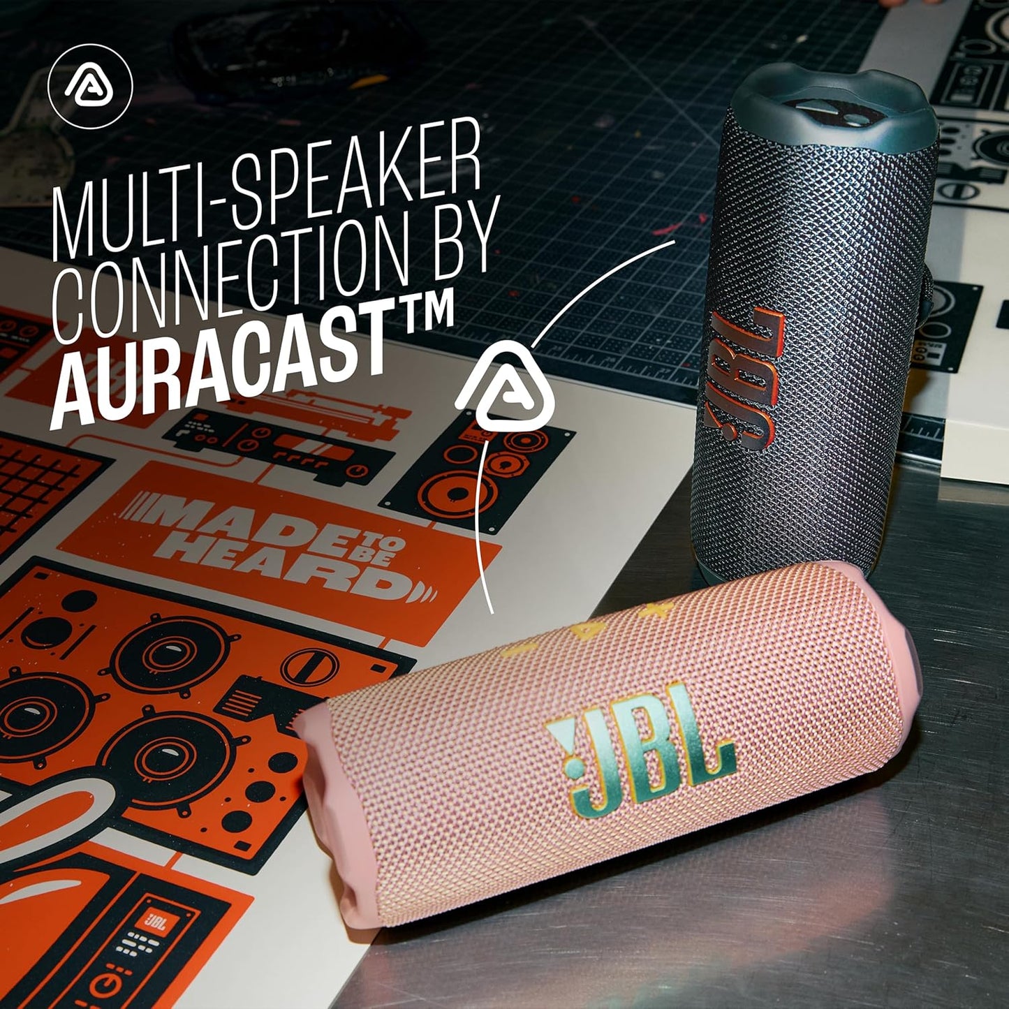 JBL Flip 7 Wireless Portable Bluetooth Speaker, Bold Pro Sound with AI Sound Boost, 16Hrs of Playtime, IP68 Water & Dustproof, Multi-Speaker Connection by Auracast, Personalization App - Unboxed