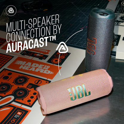 JBL Flip 7 Wireless Portable Bluetooth Speaker, Bold Pro Sound with AI Sound Boost, 16Hrs of Playtime, IP68 Water & Dustproof, Multi-Speaker Connection by Auracast, Personalization App - Unboxed