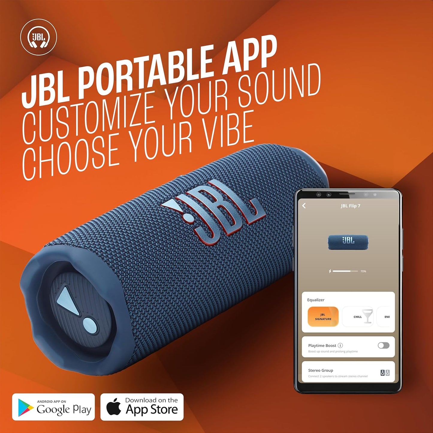 JBL Flip 7 Wireless Portable Bluetooth Speaker, Bold Pro Sound with AI Sound Boost, 16Hrs of Playtime, IP68 Water & Dustproof, Multi-Speaker Connection by Auracast, Personalization App - Unboxed