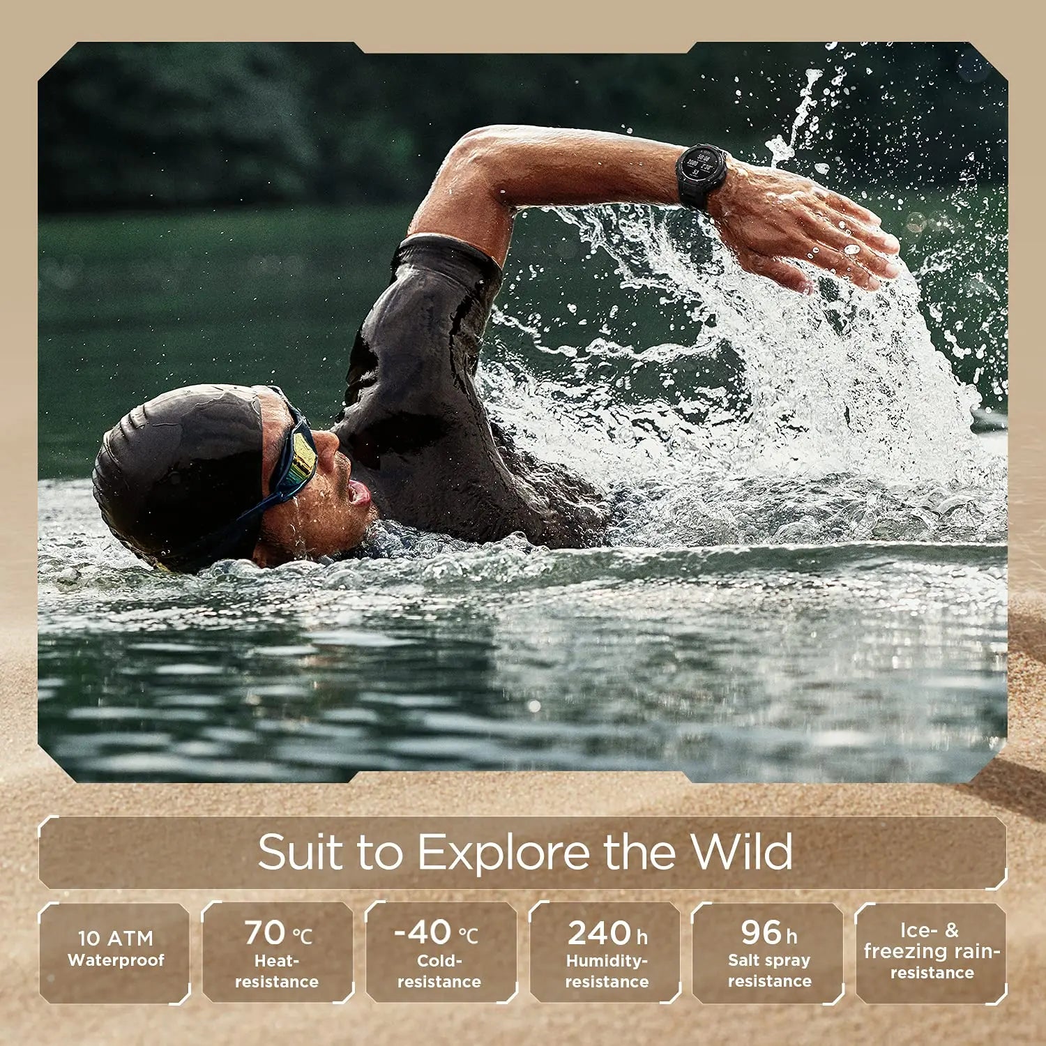 Amazfit T-Rex Pro 48mm Smartwatch Fitness Watch with Sp02, Heart Rate, Sleep Monitor, Sports Watch with Over 100 Sports Modes, 10 ATM Waterproof, 18 Day Battery Life, GPS - (Excellent Condition, Like New ) Dabbakhul