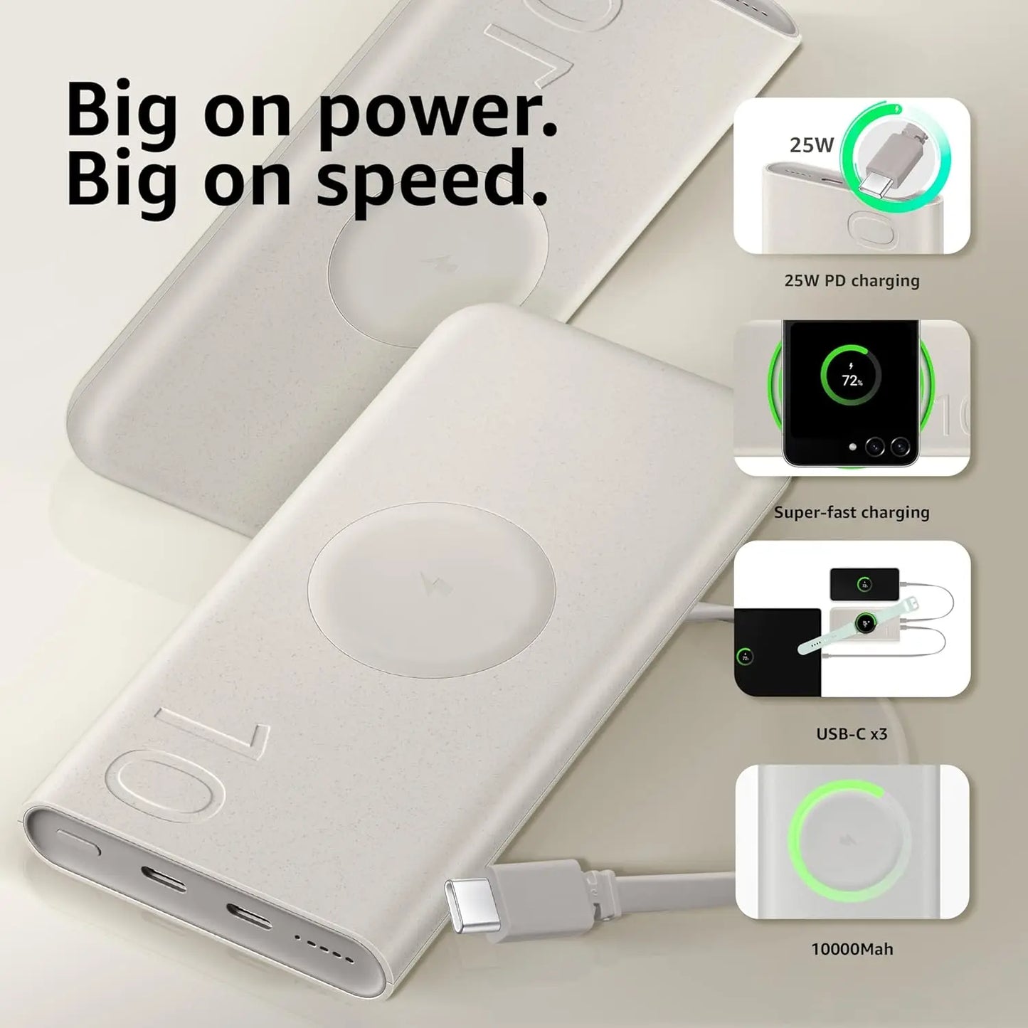 Samsung Galaxy 10000mAh Power Bank, Wireless Battery Pack Dabbakhul