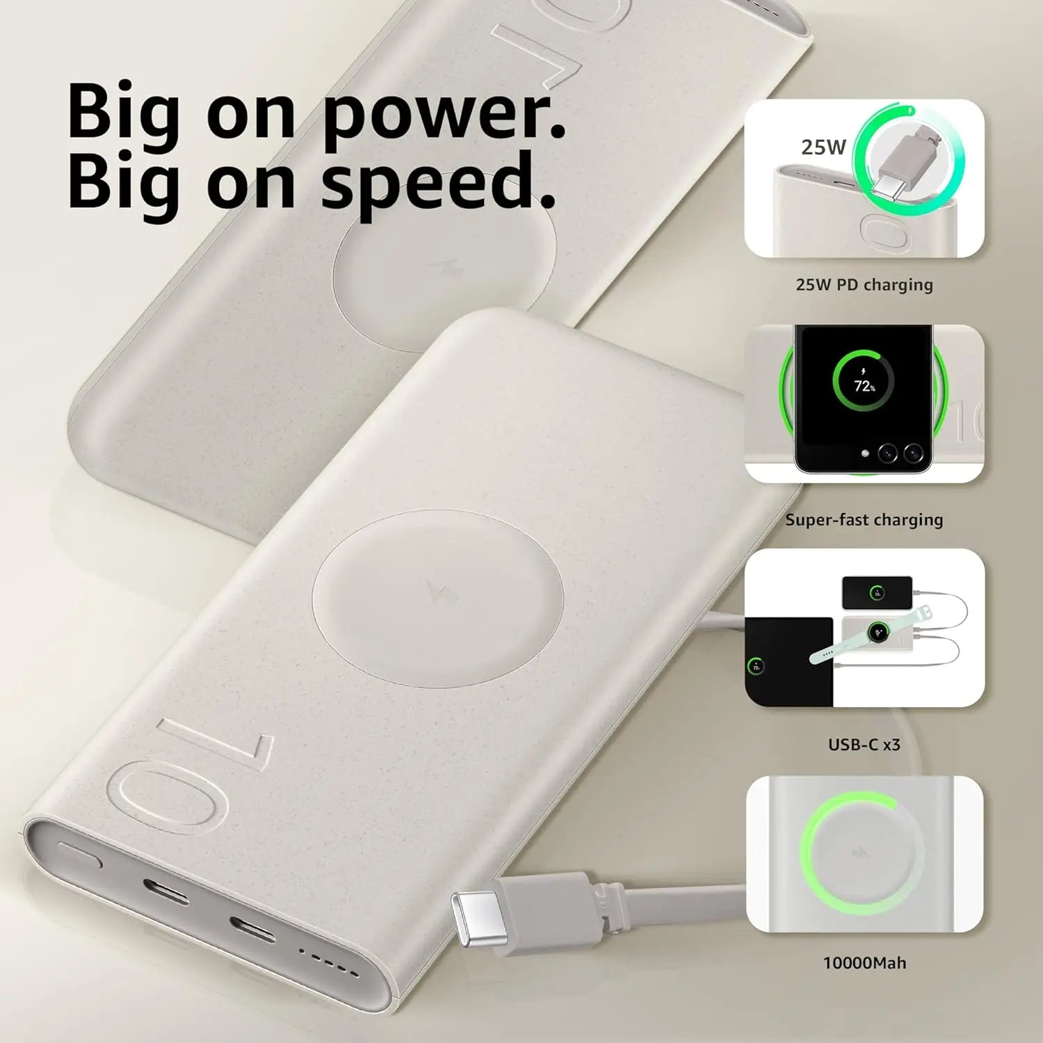 Samsung Galaxy 10000mAh Power Bank, Wireless Battery Pack Dabbakhul