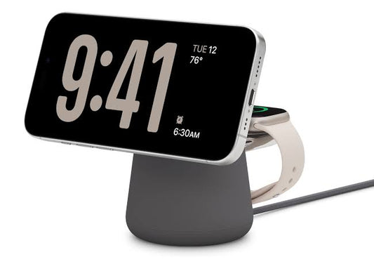 Belkin 2-in-1 Wireless MagSafe 15W Fast Charging Dock | Compatible with iPhone 16, 15, 14, 13, and 12 Series, AirPods, and Other MagSafe Enabled Devices