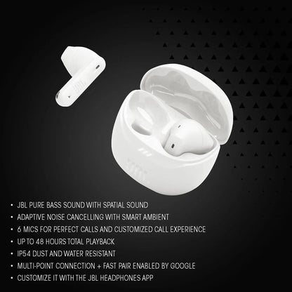 JBL New Launch Tune Flex 2 TWS, ANC Earbuds, 48Hr Playtime,Dual Connect, Ambient Aware, Relax Mode, Customized EQ with Headphones App, 6 Mics for Clear Calls, Spatial Sound, Personi-Fi 3.0 (Black) Dabbakhul