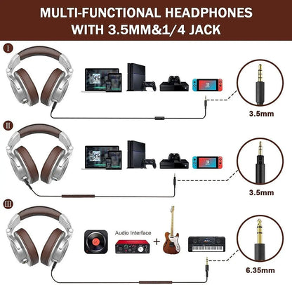 Oneodio A71 Headphones with On-Line Volume Detachable Boom Mic Headsets for Gaming, Office, DJ Dabbakhul