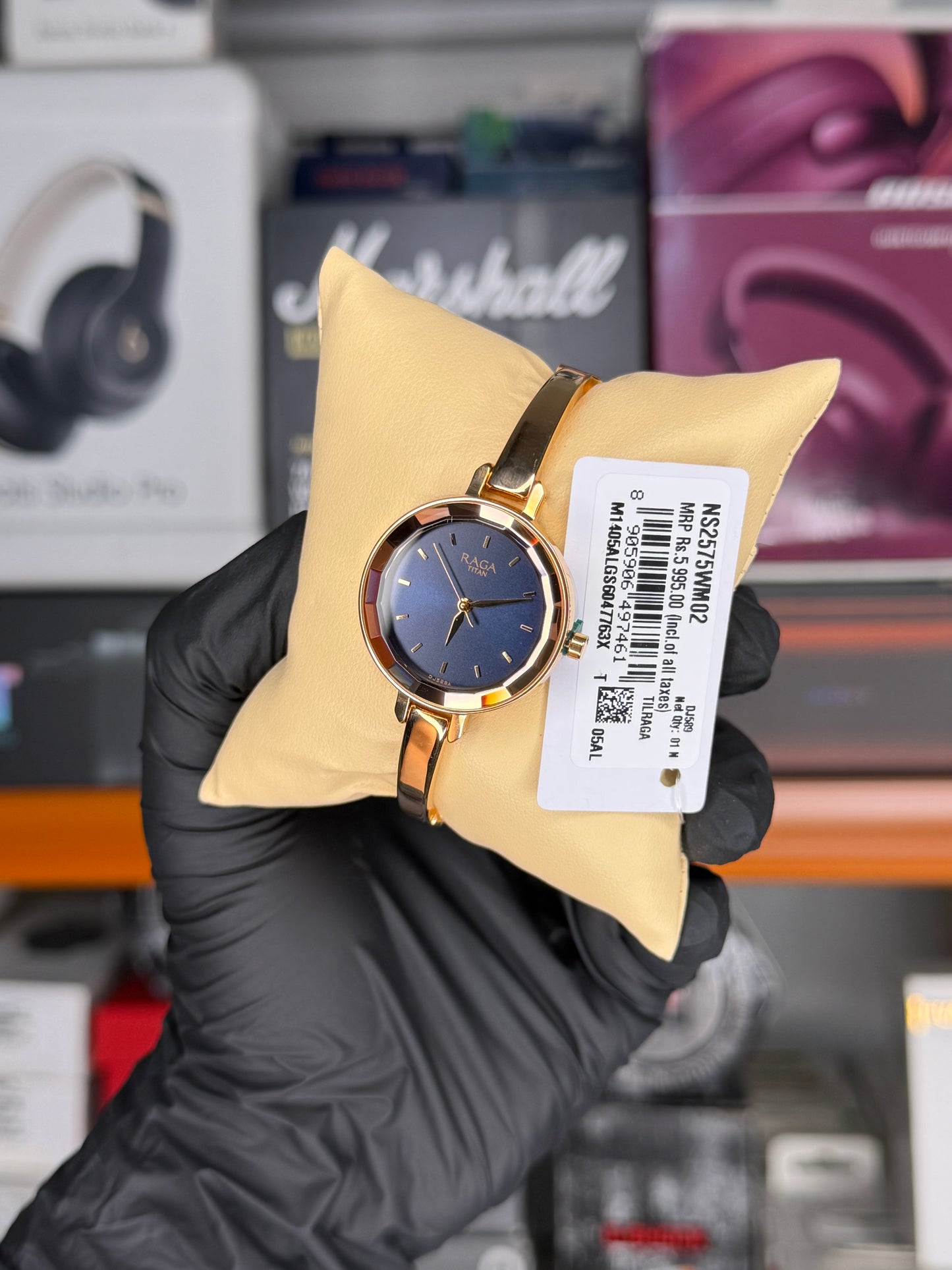 Titan Quartz Analog Blue Dial Metal Strap Watch for Women - NU2575WM02 Openbox