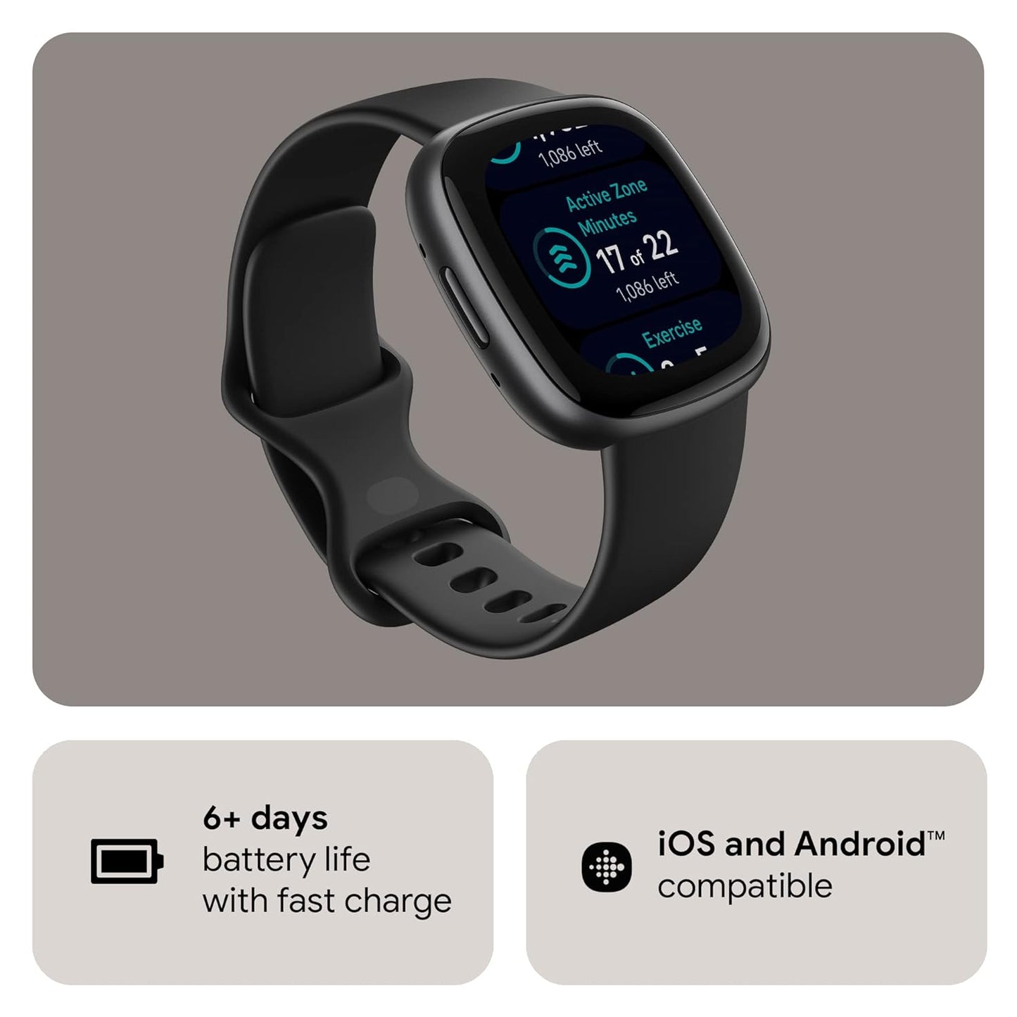 Fitbit Versa 4 Fitness Smartwatch with Daily Readiness, GPS, 24/7 Heart Rate, 40+ Exercise Modes, Sleep Tracking and more, One Size (S & L Bands Included) Dabbakhul