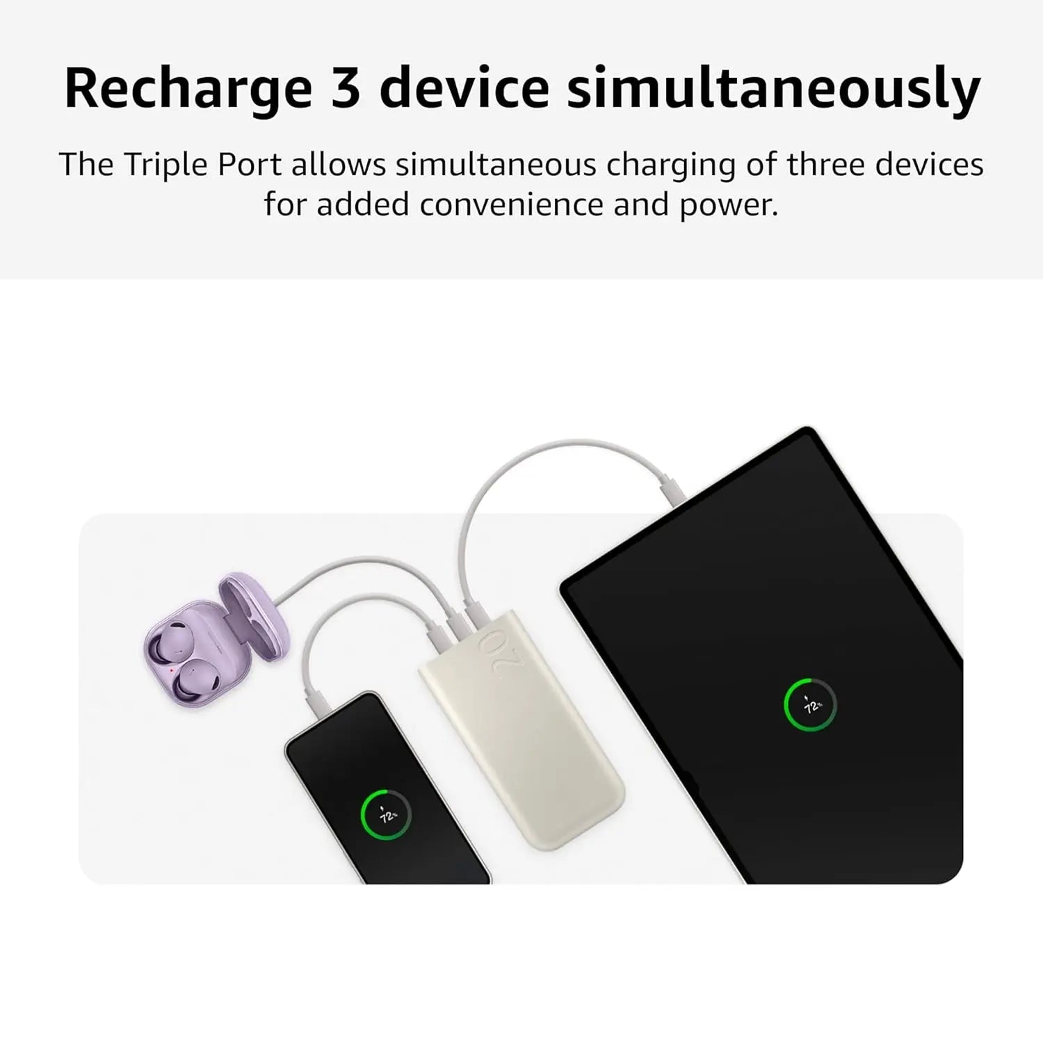 Samsung Galaxy 20000mAh Power Bank, Wired Battery Pack, Gray Dabbakhul