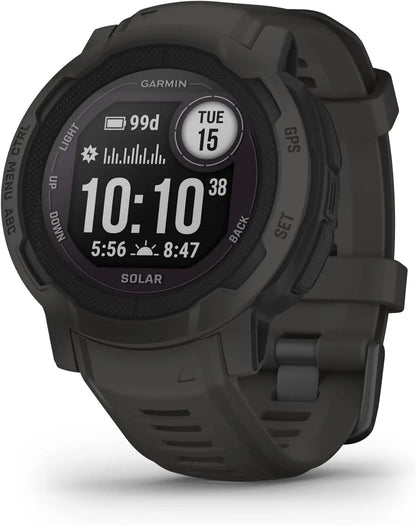 Garmin Instinct 2 Solar, Smaller-Sized Rugged Outdoor Watch with GPS, with Solar Charging Capabilities, Built for All Elements, Multi-GNSS Support, Tracback Routing and More, Graphite Dabbakhul