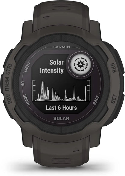 Garmin Instinct 2 Solar, Smaller-Sized Rugged Outdoor Watch with GPS, with Solar Charging Capabilities, Built for All Elements, Multi-GNSS Support, Tracback Routing and More, Graphite Dabbakhul