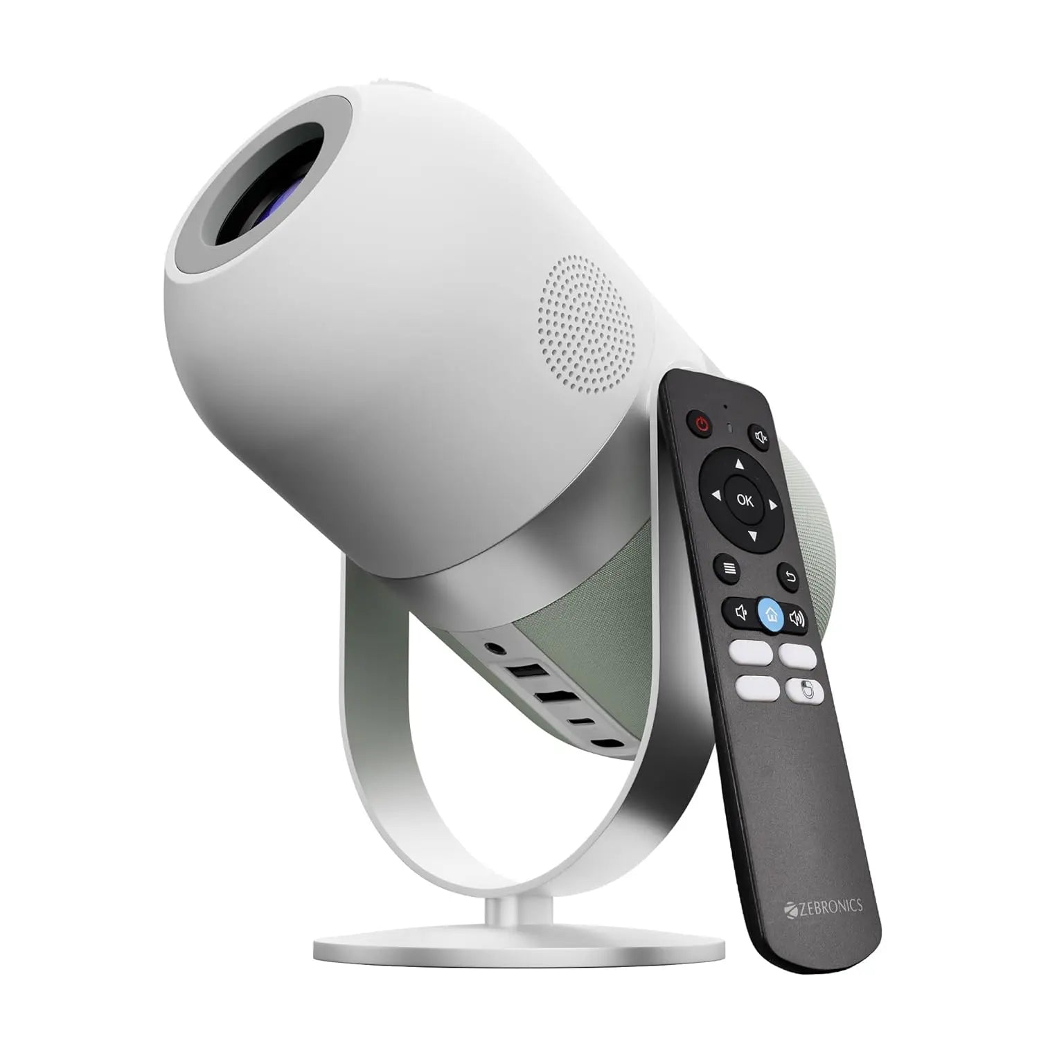 ZEBRONICS PIXAPLAY 54, Smart LED Projector, 3800 Lumens, 1080p Support, Upto 140" Screen Size, Quad Core Processor, Auto Keystone Adaptation, Bluetooth, WiFi, HDMI, USB, AUX, APP Support, Miracast Dabbakhul