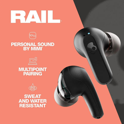 Skullcandy Rail ANC Wireless Earbuds with Mic - Active Noise Cancelling, 97 dB Multipoint Pairing, 27Hr Battery, Skull-iQ App, Tile Tracking Dabbakhul