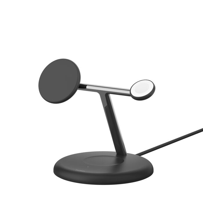 Belkin MagSafe 3-in-1 Qi2 Wireless Charger Stand 15W | Fast Charging iPhone Charger for iPhone 16, 15, 14 & 13 Series, AirPods, & Apple Watch | 36W Charger Included | Black - Unboxed