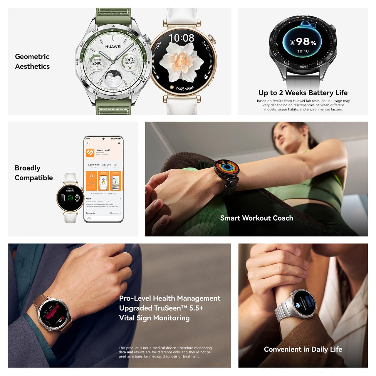 Huawei Watch GT4 46mm Smartwatch Compatible with Android & iOS - Unboxed