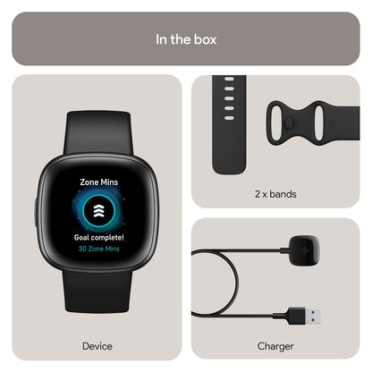 Fitbit Versa 4 Fitness Smartwatch with Daily Readiness, GPS, 24/7 Heart Rate, 40+ Exercise Modes, Sleep Tracking and more, One Size (S & L Bands Included) Dabbakhul