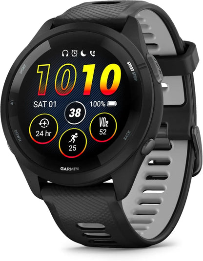 Garmin Forerunner 265 Running Smartwatch, Colorful AMOLED Display, Training Metrics and Recovery Insights, Black and Powder Gray Dabbakhul