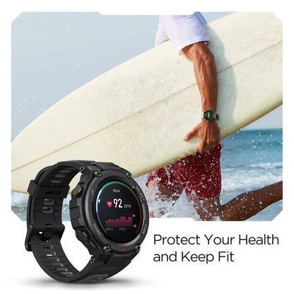 Amazfit T-Rex Pro 48mm Smartwatch Fitness Watch with Sp02, Heart Rate, Sleep Monitor, Sports Watch with Over 100 Sports Modes, 10 ATM Waterproof, 18 Day Battery Life, GPS - (Excellent Condition, Like New ) Dabbakhul