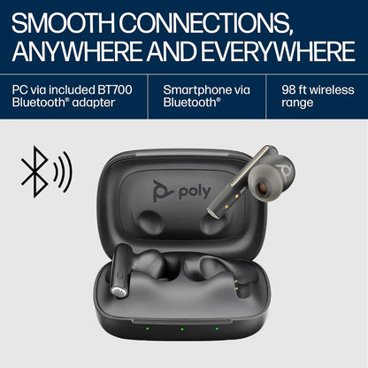 Poly Voyager Free 60 True Wireless Earbuds, in-Ear w/Noise-canceling mic, ANC, Black Dabbakhul