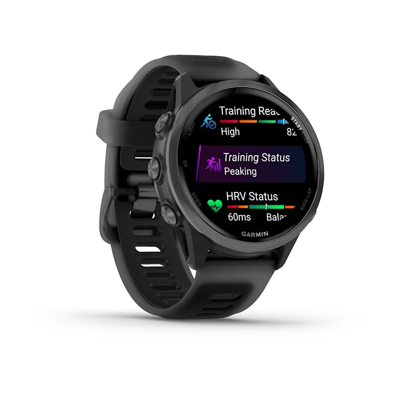 Garmin® Forerunner® 570, 42mm, Advanced GPS Running and Triathlon Smartwatch, AMOLED Display, Training and Recovery Features, Slate Gray Aluminum with Translucent Black/Black Band - Unboxed