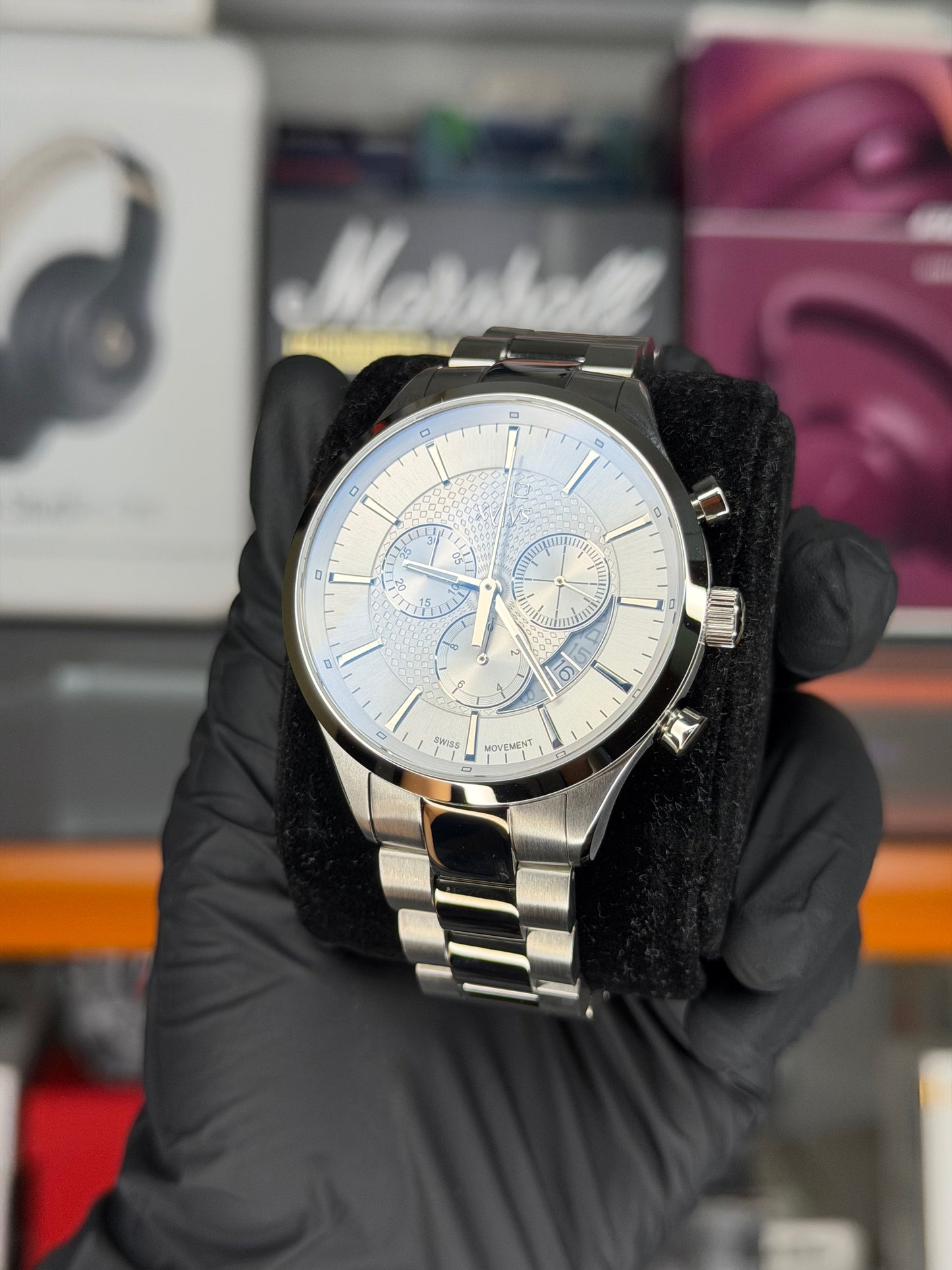 Titan Xylys SwiSS Chronograph Silver Dial Silver & Black SS Strap Analog Watch - For Men 40056KM02E 40056KM02E
NT40056KM02E - Openbox