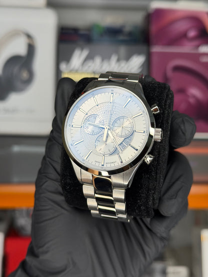 Titan Xylys SwiSS Chronograph Silver Dial Silver & Black SS Strap Analog Watch - For Men 40056KM02E 40056KM02E
NT40056KM02E - Openbox