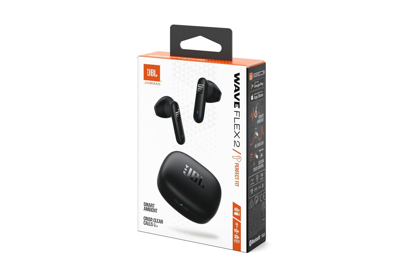 JBL Wave Flex 2 in-Ear Wireless Earbuds (TWS) with Mic,4 mics for Crisp & Clear Calls,40 Hours Battery,Ip54 Water&Dust Resistance,Multi-Point Connection