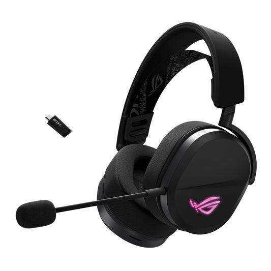 ASUS ROG Pelta Wireless Gaming Headset (BT, ROG SpeedNova 2.4GHz, USB-C, Lightweight 309g, 50mm ROG Titanium-Plated Drivers, 10mm Super-Wideband Mic, RGB, 70HR Battery, for PC, Switch, PS5) - Black