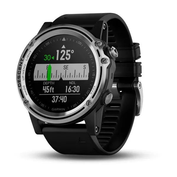 Garmin Descent Mk1, Watch-Sized Dive Computer with Surface GPS, Includes Fitness Features, Sapphire Silver Titanium Bezel with Black Band- Unboxed