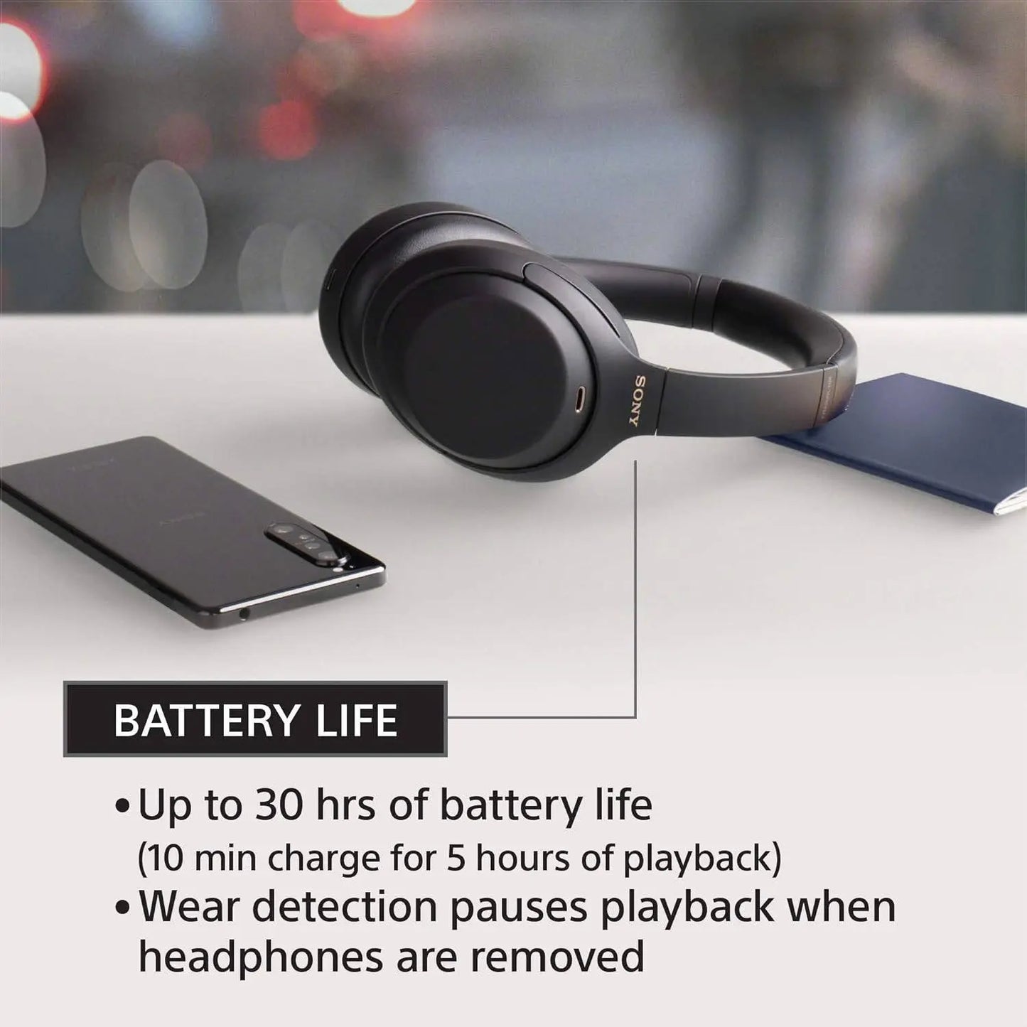 Sony WH-1000XM4 Industry Leading Wireless Noise Cancellation Bluetooth Over Ear Headphones with Mic for Phone Calls, 30 Hours Battery Life, Quick Charge, AUX, Touch Control and Voice Control Dabbakhul