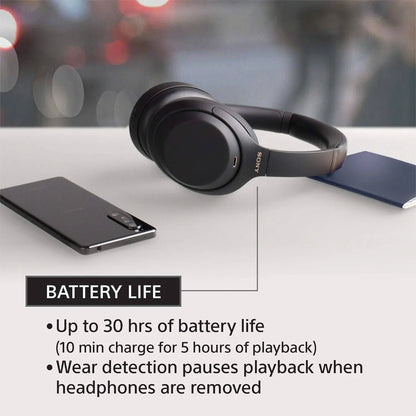 Sony WH-1000XM4 Industry Leading Wireless Noise Cancellation Bluetooth Over Ear Headphones with Mic for Phone Calls, 30 Hours Battery Life, Quick Charge, AUX, Touch Control and Voice Control Dabbakhul