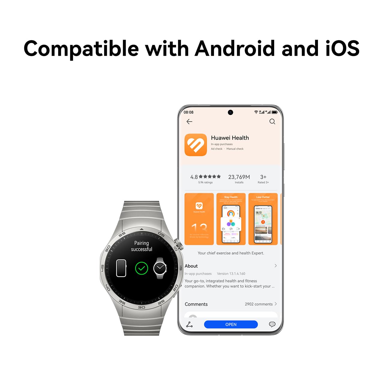 Huawei Watch GT4 46mm Smartwatch Compatible with Android & iOS - Unboxed