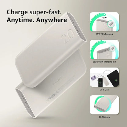 Samsung Galaxy 20000mAh Power Bank, Wired Battery Pack, Gray Dabbakhul