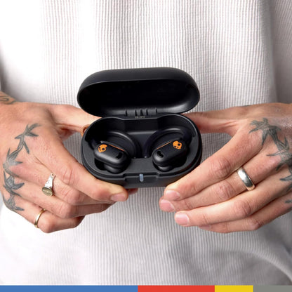 Skullcandy Push ANC Active in Ear Wireless Earbuds – 58Hr Battery + Rapid Charge, Active Noise Cancellation, IP67 Waterproof, Wireless Charging Case, Mic – True Black/Orange - Unboxed