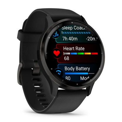 GARMIN Venu 3
Slate Stainless Steel bezel with Black Case and Silicone Band - 45MM