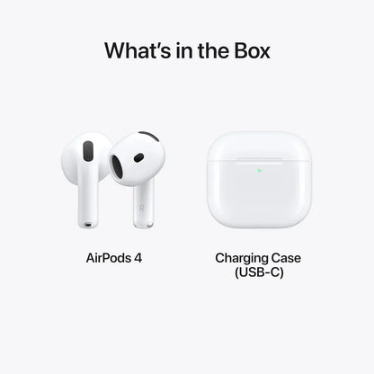 Apple AirPods 4 Wireless Earbuds, Bluetooth Headphones, Personalised Spatial Audio, Sweat and Water Resistant, USB-C Charging Case, H2 Chip, Up to 30 Hours of Battery Life, Effortless Setup for iPhone Dabbakhul