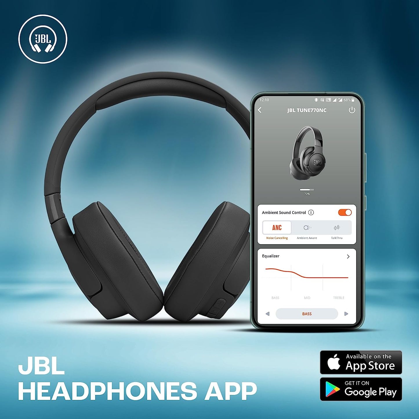 JBL Tune 770NC Wireless Over Ear ANC Headphones with Mic - Unboxed