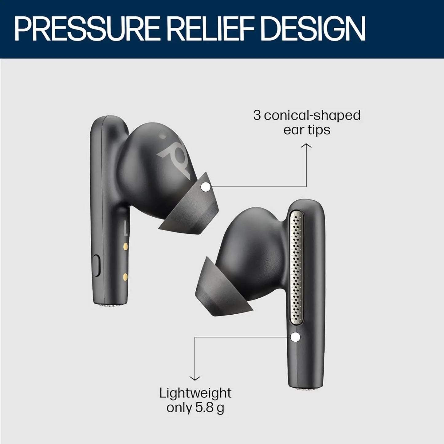 Poly Voyager Free 60 True Wireless Earbuds, in-Ear w/Noise-canceling mic, ANC, Black Dabbakhul