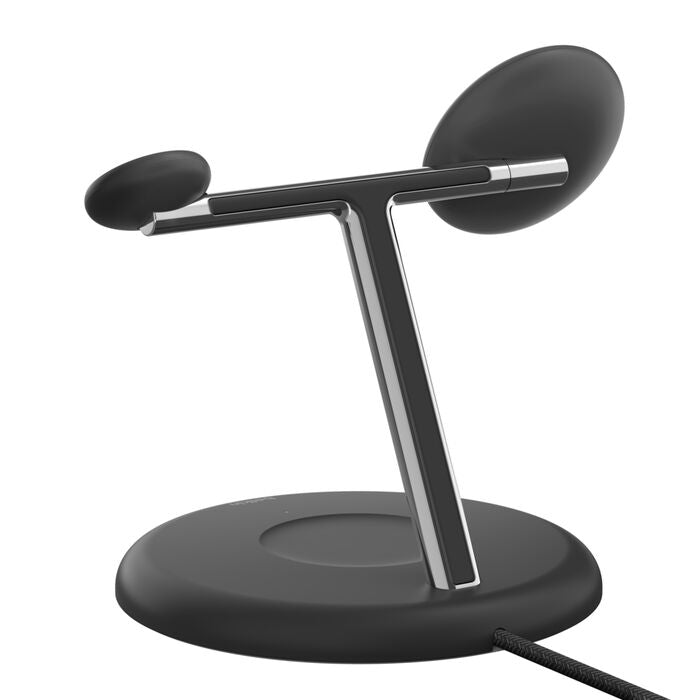 Belkin MagSafe 3-in-1 Qi2 Wireless Charger Stand 15W | Fast Charging iPhone Charger for iPhone 16, 15, 14 & 13 Series, AirPods, & Apple Watch | 36W Charger Included | Black - Unboxed