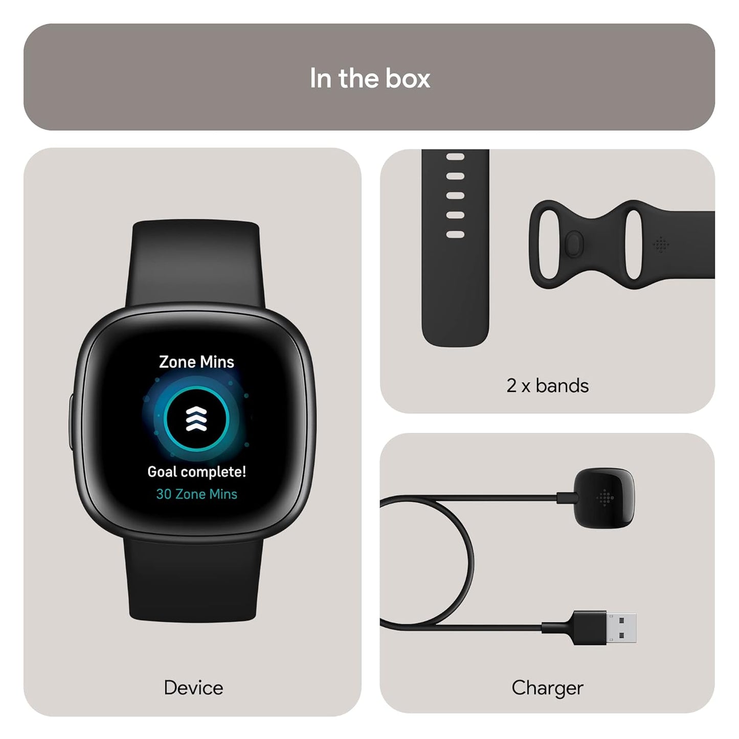 Fitbit Versa 4 Fitness Smartwatch with Daily Readiness, GPS, 24/7 Heart Rate, 40+ Exercise Modes, Sleep Tracking and more, One Size (S & L Bands Included) Dabbakhul