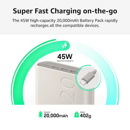 Samsung Galaxy 20000mAh Power Bank, Wired Battery Pack, Gray Dabbakhul