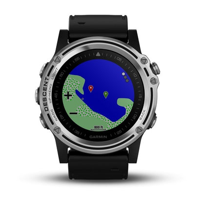 Garmin Descent Mk1, Watch-Sized Dive Computer with Surface GPS, Includes Fitness Features, Sapphire Silver Titanium Bezel with Black Band- Unboxed
